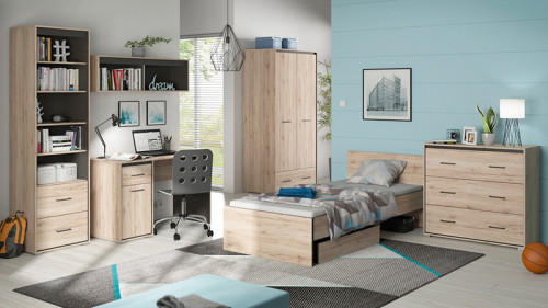 Фото полки RONSE SFW/120 BRW в комплекте мебели для детской