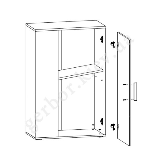 На фото схема наповнення тумби вітальні БАРАТО МІНІ Гербор