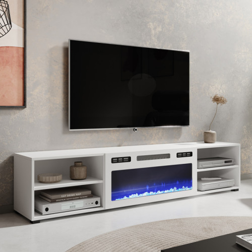 Фото тумби ТВ з електрокаміном POLO 180 EF CAMA MEBLE білий / білий камін