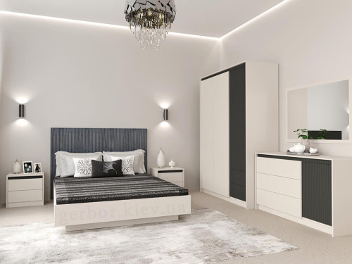 Фото шафи МОНАКО SZF3D2S  Гербор кашемір / елегантний сірий софт тач в інтер'єрі спальні