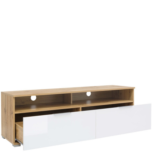 Фото тумбы под телевизор ZELE RTV2S BRW дуб вотан / белый глянец - наполнение