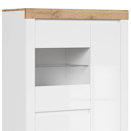 Фото витрины HOLTEN REG2D1W BRW белый / дуб вотан / белый глянец – фасад