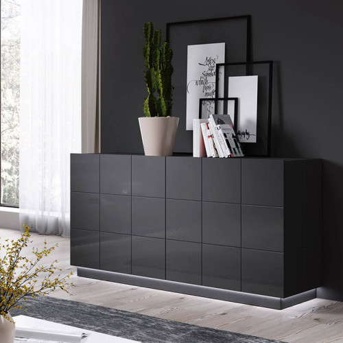 Фото тумбы REJA CAMA MEBLE 2D графит глянец с подсветкой цоколя