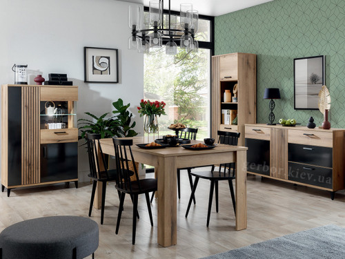 Фото обіднього столу ST04 LIVEO BOGFRAN дуб евок в інтер'єрі їдальні Aris