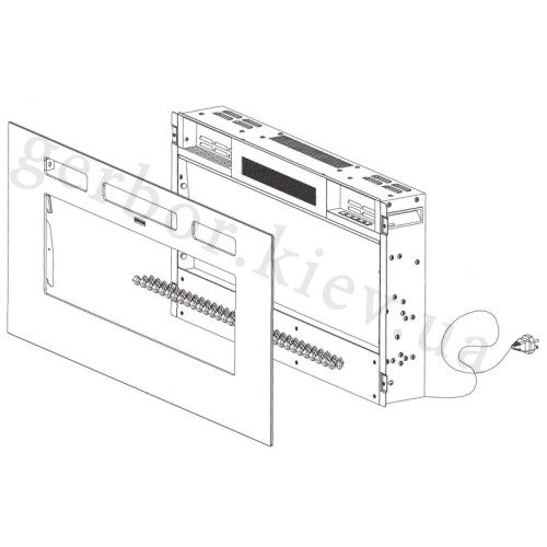 Фото комоду PAFOS 180 EF CAMA MEBLE  білий / білий камін / чорні ніжки – схема передньої частини електрокаміну