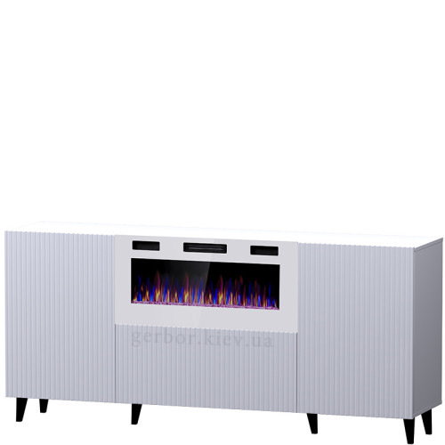 Фото комоду PAFOS 180 EF CAMA MEBLE  білий / білий камін / чорні ніжки – вигляд збоку