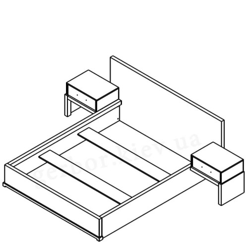 Фото ліжка з тумбами СТЕММА LOZ160 (каркас) Гербор – схема