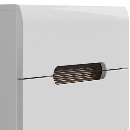 Фото комода AZTECA TRIO KOM5S BRW белый / белый глянец - ручки