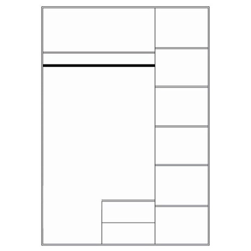 На фото схема наполнения шкафа с зеркалом OLIVIA 3D2S MEBELBOS