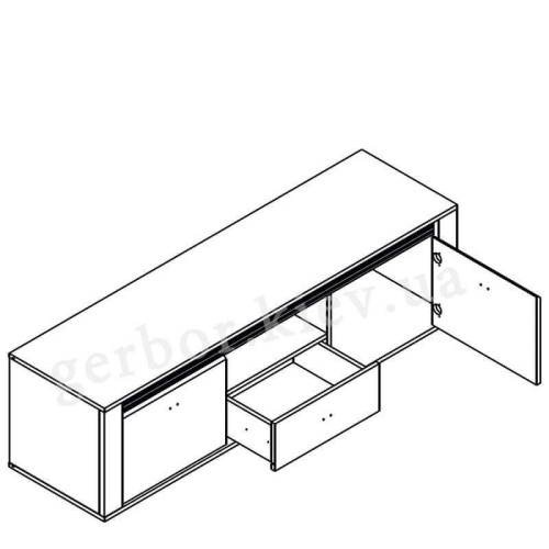 Фото вітальні СЕЛЕНА Гербор – схема наповнення тумби під телевізор