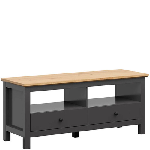 На фото тумба ТВ HESEN RTV2S/6/14 BRW графит / дуб артизан – вид сбоку