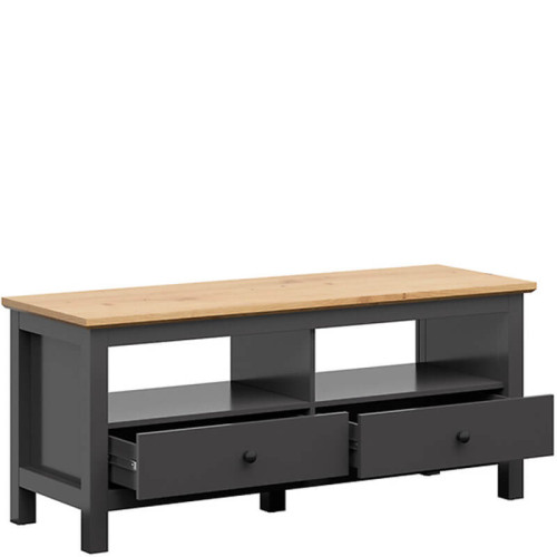 На фото тумба ТВ HESEN RTV2S/6/14 BRW графит / дуб артизан – наполнение