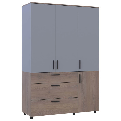 Фото шафи ТОРН 3 ДСП/3Ш полиці  ДОРОС (DOROS) кремона канноло / сірий – вигляд збоку