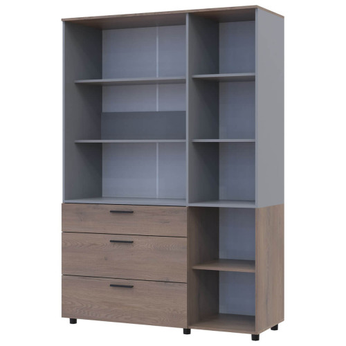 Фото шафи ТОРН 3 ДСП/3Ш полиці ДОРОС (DOROS) кремона канноло / сірий – вигляд збоку наповнення