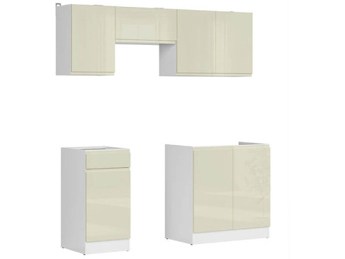 Фото кухні JUNONA LINE 180 BBL BRW ванільний глянець (без стільниці) – вигляд збоку