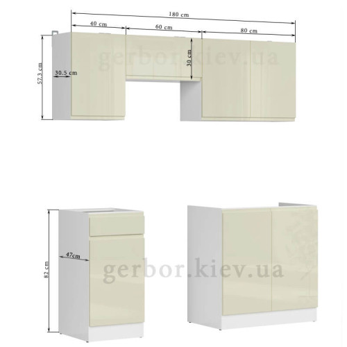 Фото кухні JUNONA LINE 180 BBL BRW ванільний глянець (без стільниці) – розміри