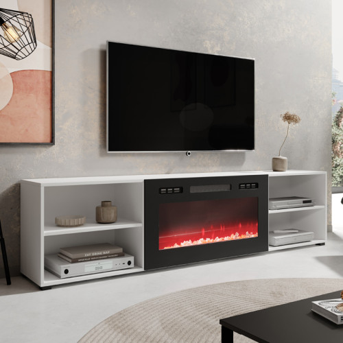 Фото тумби ТВ з електрокаміном POLO 200 EF CAMA MEBLE білий / чорний камін
