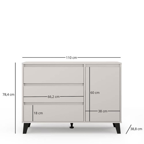 Фото комода BORG 1D3S MEBELBOS кашемір  – розміри