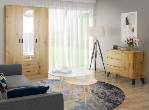 Фото комода BORG 1D3S MEBELBOS дуб артизан в інтер'єрі вітальні
