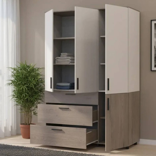 Фото наповнення шафи ТОРН 3 ДСП/3Ш полиці ДОРОС (DOROS) кремона канноло / кашемір в інтер'єрі