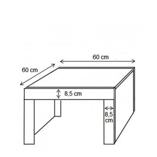 На фото схема с размерами журнального столика 60 TESS CAMA MEBLE белый / серый глянец
