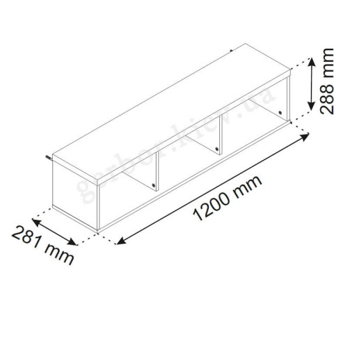 Фото навісного стелажу 120 PAVI ВМВ – схема з розмірами
