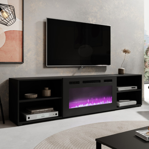 Фото тумби ТВ з електрокаміном POLO 200 EF CAMA MEBLE чорний / чорний камін