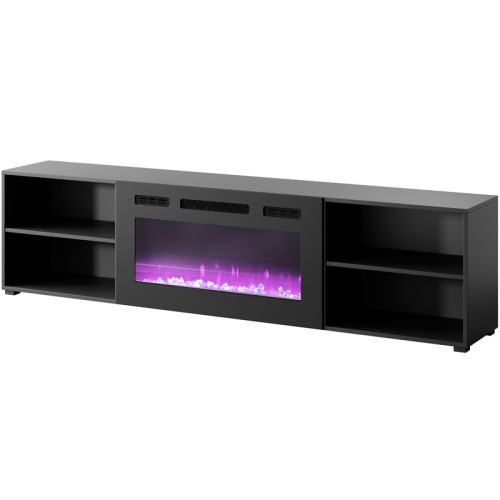 Фото тумби ТВ з електрокаміном POLO 200 EF CAMA MEBLE чорний / чорний камін – вигляд збоку