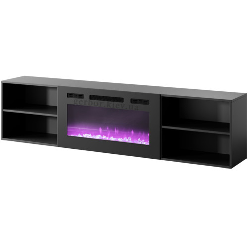 Фото тумби ТВ з електрокаміном POLO 200 EF CAMA MEBLE чорний / чорний камін без ніжок – для підвішування на стіну