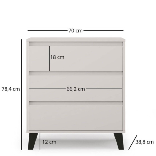 Фото комода BORG 3S/70 MEBELBOS кашемір  – розміри
