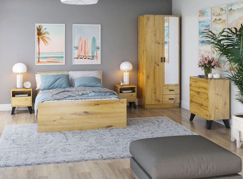 Фото комода BORG 3S/70 MEBELBOS дуб артизан в інтер'єрі спальні