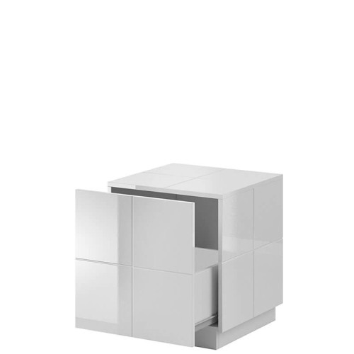 Фото прикроватной тумбочки REJA CAMA MEBLE белый глянец на цоколе – наполнение