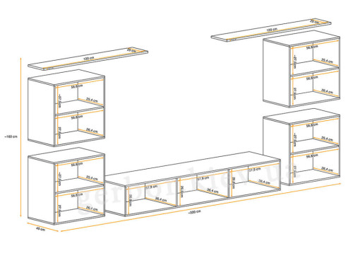 Фото гостиной SWITCH IV ASM MEBLE – схема с внутренними размерами