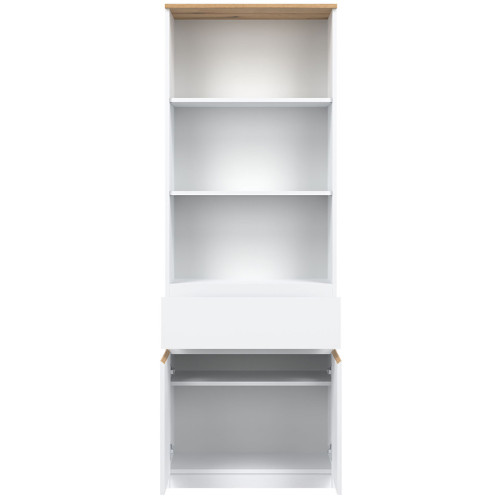 Фото стелажу REMI RM09 LIVEO BOGFRAN білий / дуб евок – вигляд спереду наповнення