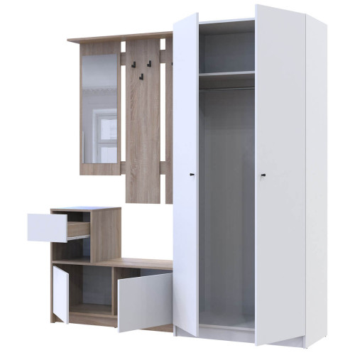 Фото передпокою БЕЛА ДОРОС (DOROS) та шафа ПРОМО 2 ДСП дуб сонома + білий / білий – наповнення