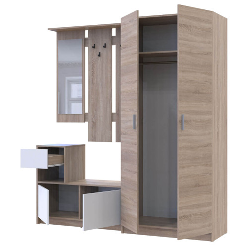 Фото передпокою БЕЛА ДОРОС (DOROS) та шафа ПРОМО 2 ДСП дуб сонома / білий + дуб сонома – наповнення