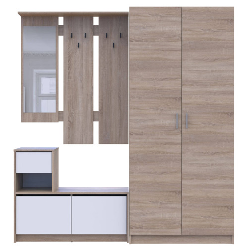 Фото передпокою БЕЛА ДОРОС (DOROS) та шафа ПРОМО 2 ДСП дуб сонома / білий + дуб сонома – вигляд спереду