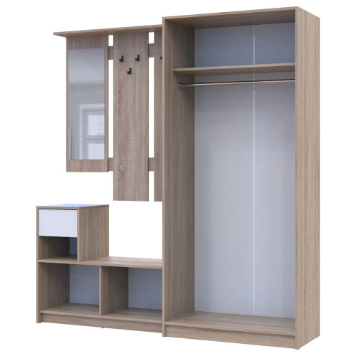 Фото передпокою БЕЛА ДОРОС (DOROS) та шафа ПРОМО 2 ДСП дуб сонома / білий + дуб сонома – вигляд збоку наповнення