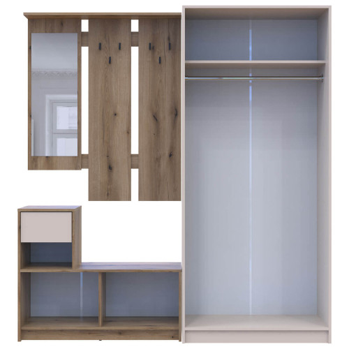 Фото передпокою БЕЛА ДОРОС (DOROS) та шафа ПРОМО 2 ДСП дуб евок / кашемір – вигляд спереду наповнення