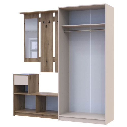 Фото передпокою БЕЛА ДОРОС (DOROS) та шафа ПРОМО 2 ДСП дуб евок / кашемір – вигляд збоку наповнення