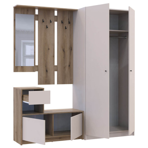 Фото передпокою БЕЛА ДОРОС (DOROS) та шафа ПРОМО 2 ДСП дуб евок / кашемір – вигляд збоку наповнення