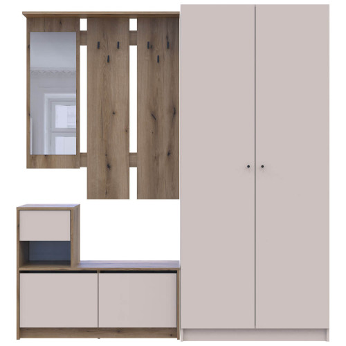 Фото передпокою БЕЛА ДОРОС (DOROS) та шафа ПРОМО 2 ДСП дуб евок / кашемір – вигляд спереду