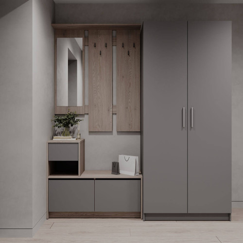 Фото передпокою БЕЛА ДОРОС (DOROS) та шафа ПРОМО 2 ДСП кремона канноло / сірий в інтер'єрі