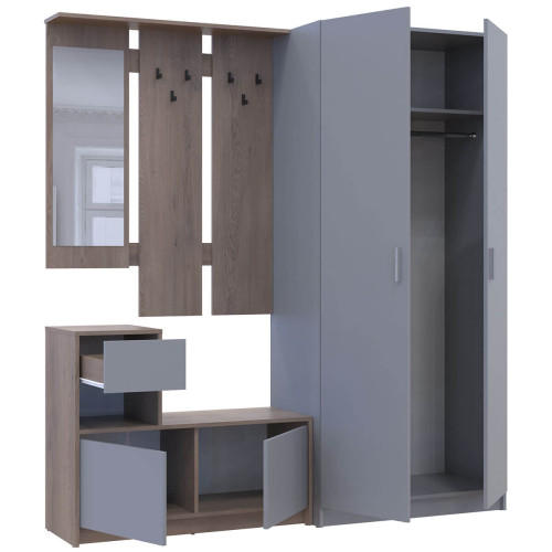 Фото передпокою БЕЛА ДОРОС (DOROS) та шафа ПРОМО 2 ДСП кремона канноло / сірий – вигляд збоку наповнення