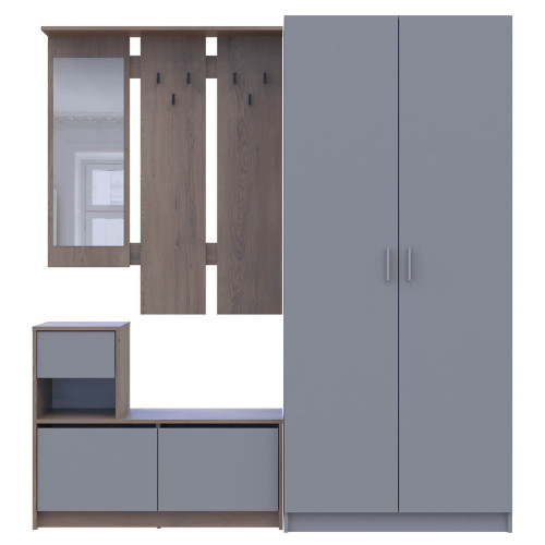 Фото передпокою БЕЛА ДОРОС (DOROS) та шафа ПРОМО 2 ДСП кремона канноло / сірий – вигляд спереду