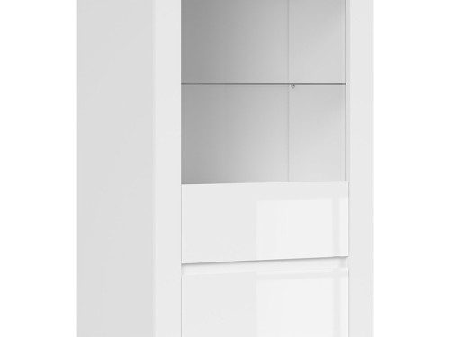 Фото стенки HOLTEN BRW белый / дуб вотан / белый глянец – высокая витрина