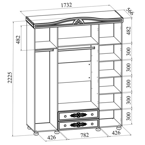 Фото шкафа БЕЛЛЬ АС-28 Санти - размеры