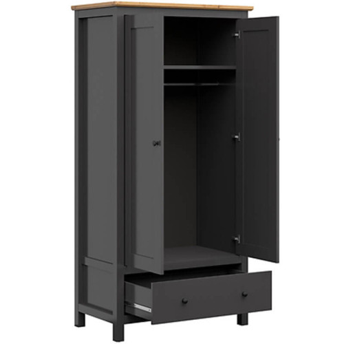 На фото шкаф HESEN SZF2D1S/20/10 BRW графит / дуб артизан – наполнение