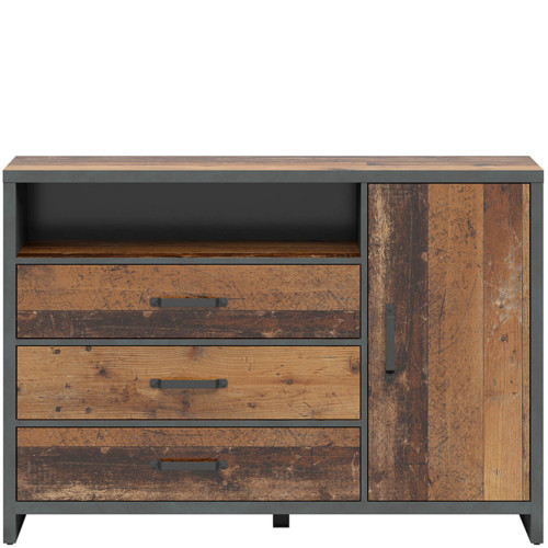 Фото комода WESTON KOM1D3S/130 BRW сосна old style / матера – вид спереди