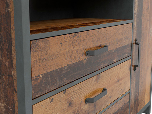 Фото комода WESTON KOM1D3S/130 BRW сосна old style / матера – ручки